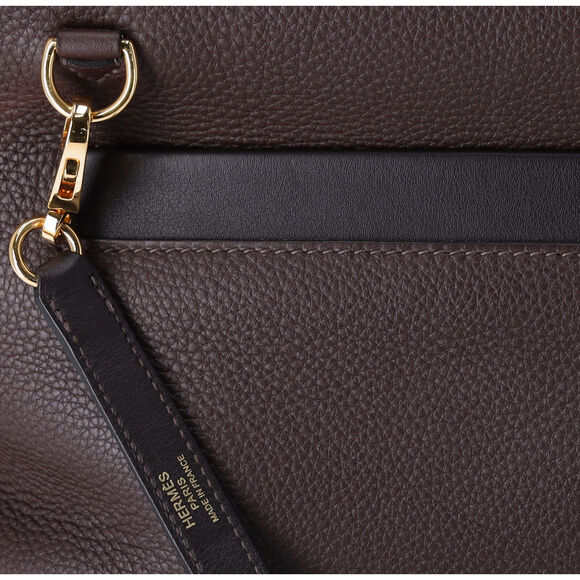 HERMES Togo Swift 24/24 29 Chocolate Ebene Brown Black Shoulder Bag - Picture 8 of 12